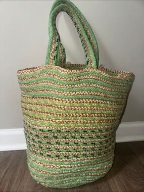 Magid Brand Jute Woven Straw Tote Beach Shopping Bag